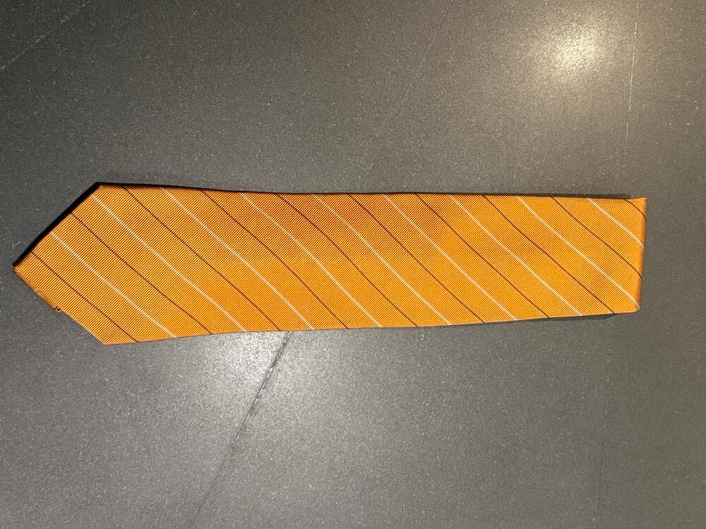 Ermenegildo Zegna Orange Striped Silk Tie